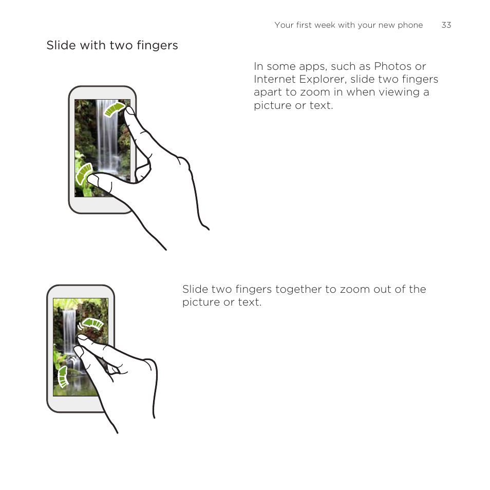 Slide with two fingers | HTC One M8 for Windows User Manual | Page 33 / 204