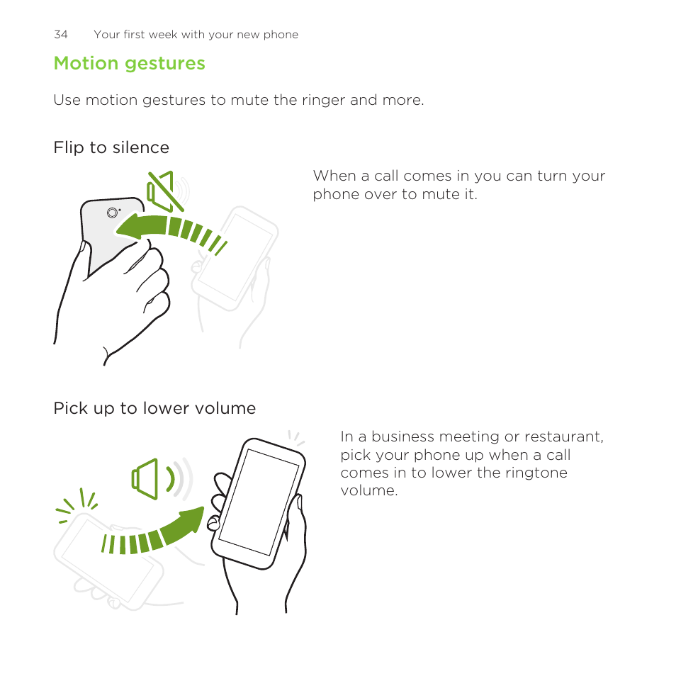 Motion gestures | HTC One M8 for Windows User Manual | Page 34 / 204