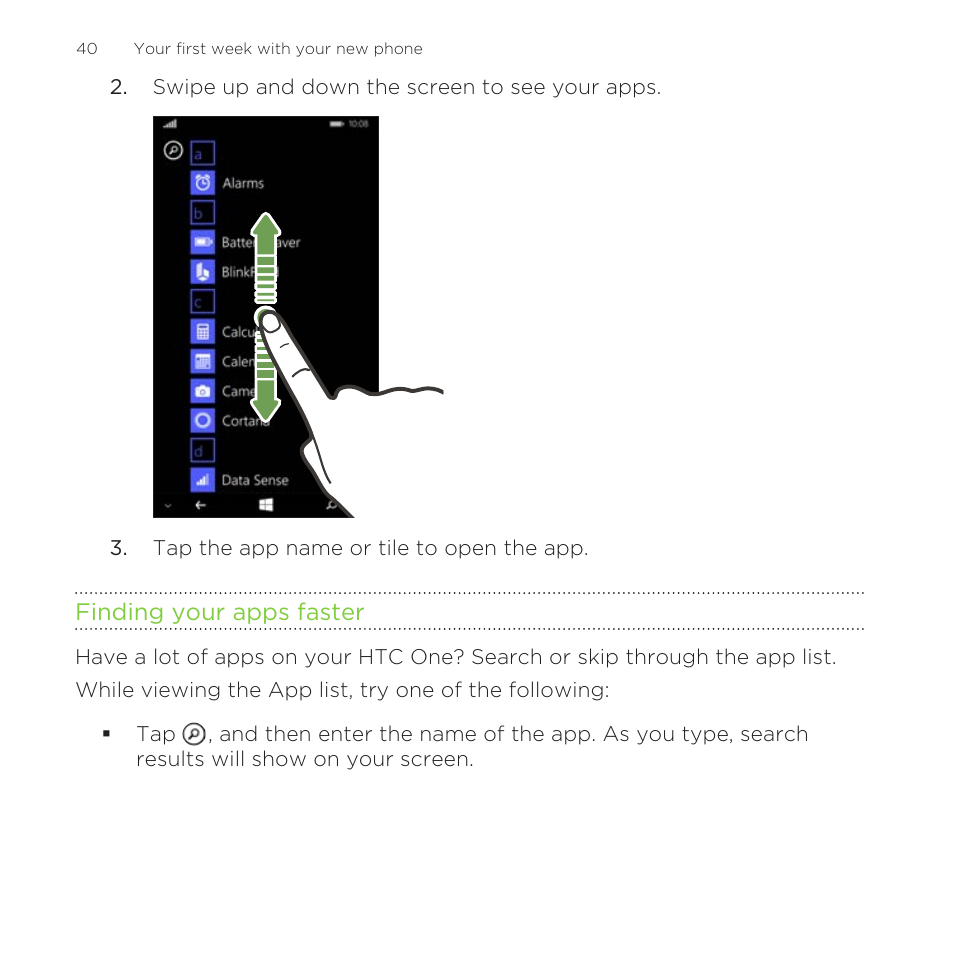 Finding your apps faster | HTC One M8 for Windows User Manual | Page 40 / 204