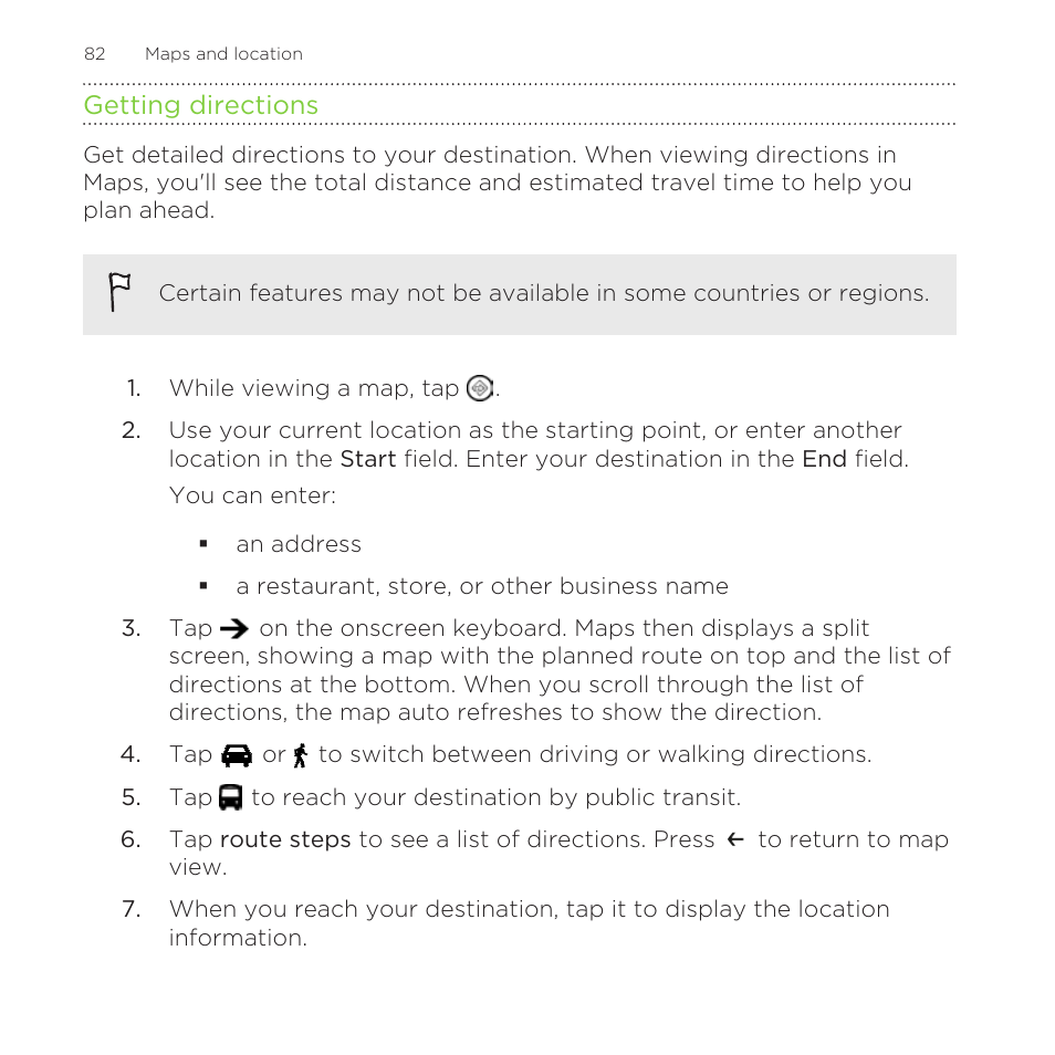 Getting directions | HTC One M8 for Windows User Manual | Page 82 / 204