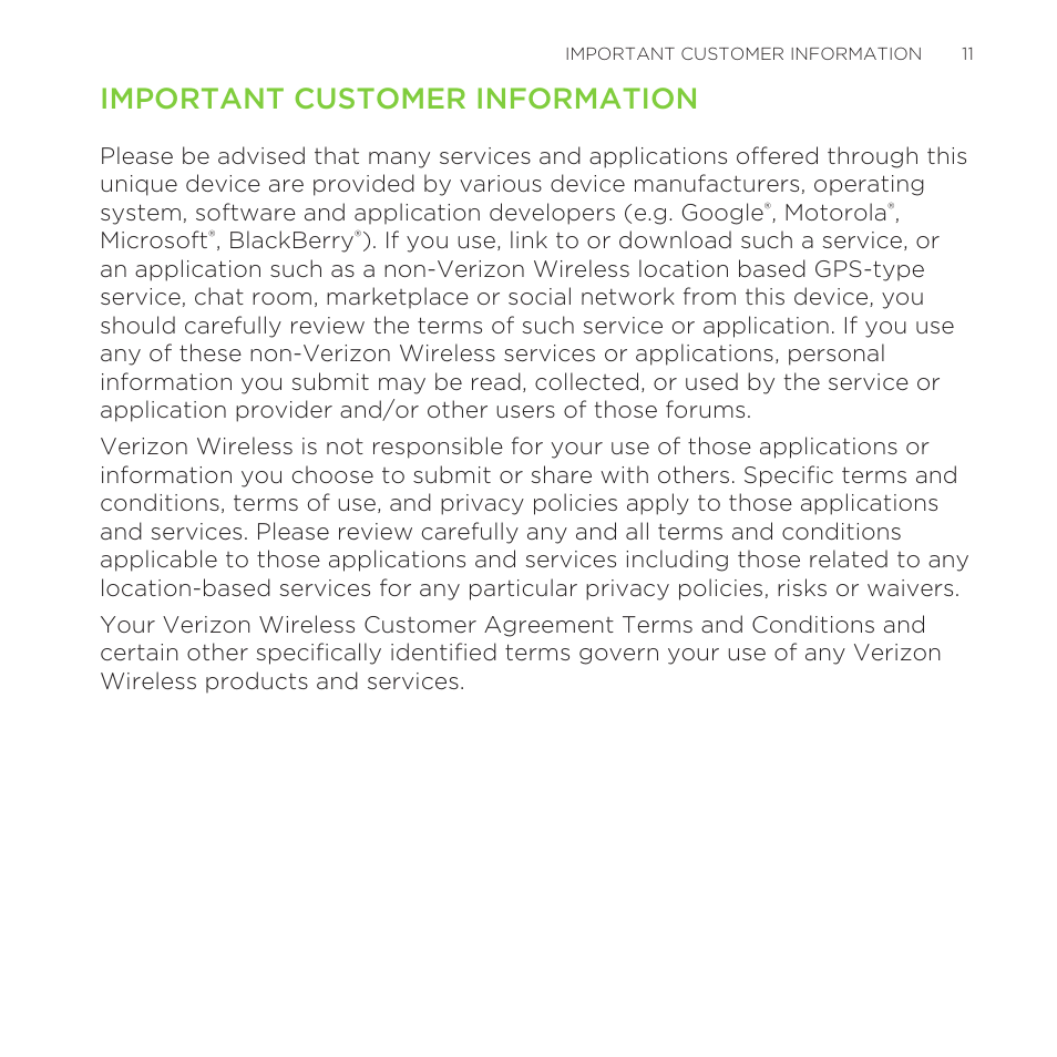 Important customer information | HTC One Remix User Manual | Page 11 / 285