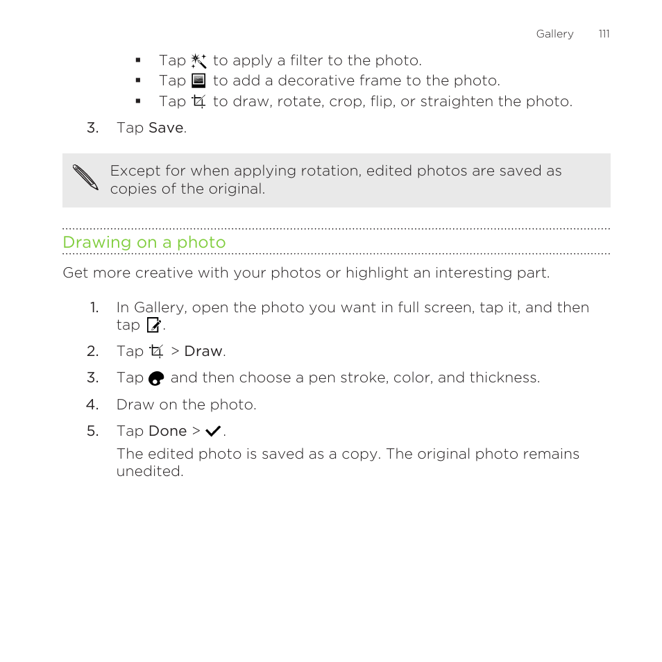 Drawing on a photo | HTC One Remix User Manual | Page 111 / 285