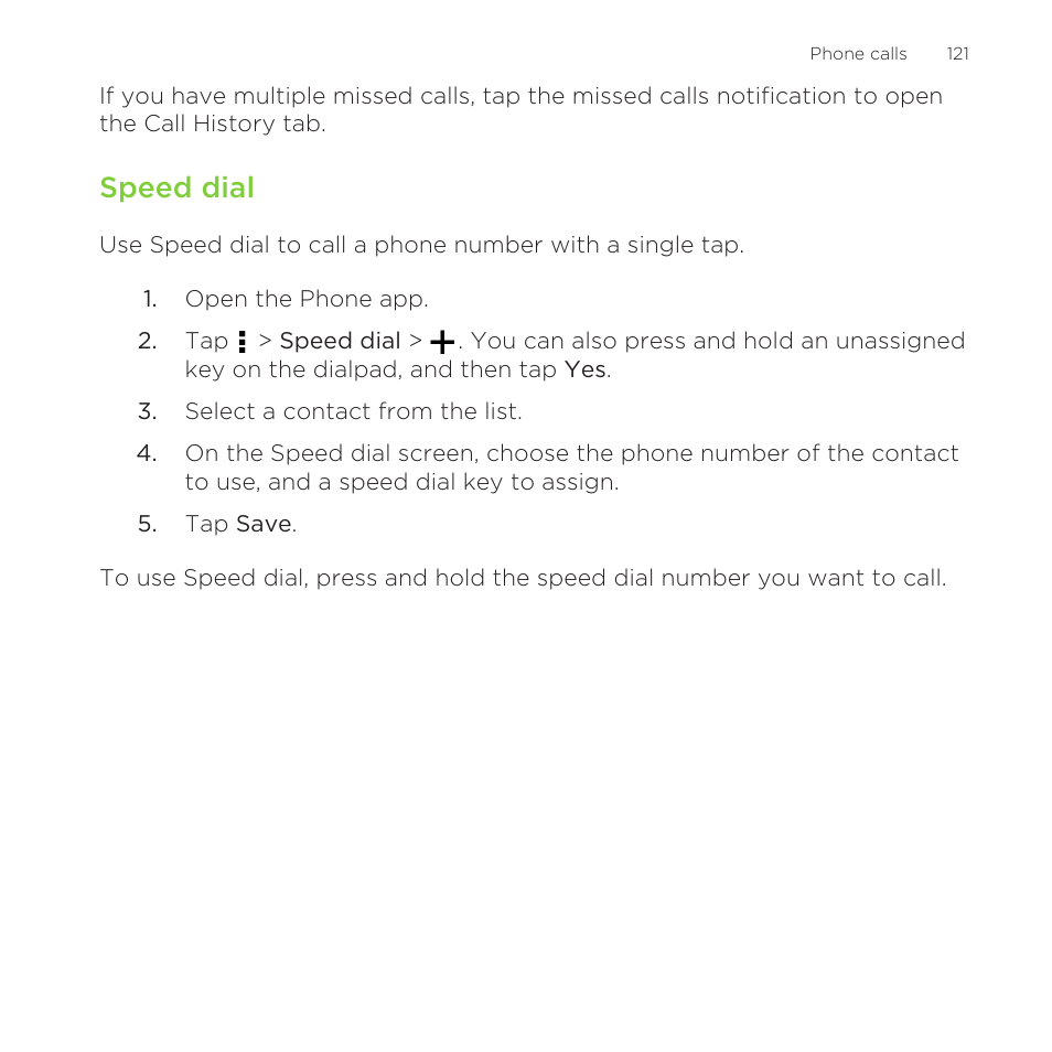 Speed dial | HTC One Remix User Manual | Page 121 / 285