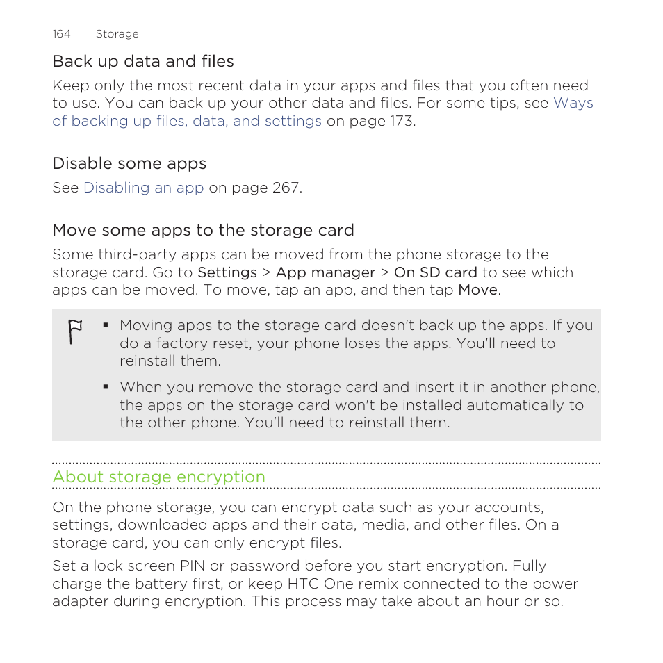 About storage encryption | HTC One Remix User Manual | Page 164 / 285