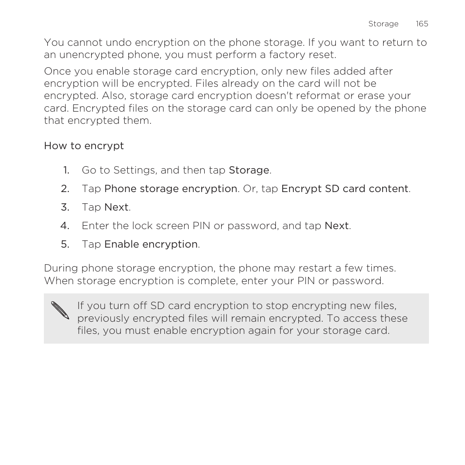 How to encrypt | HTC One Remix User Manual | Page 165 / 285