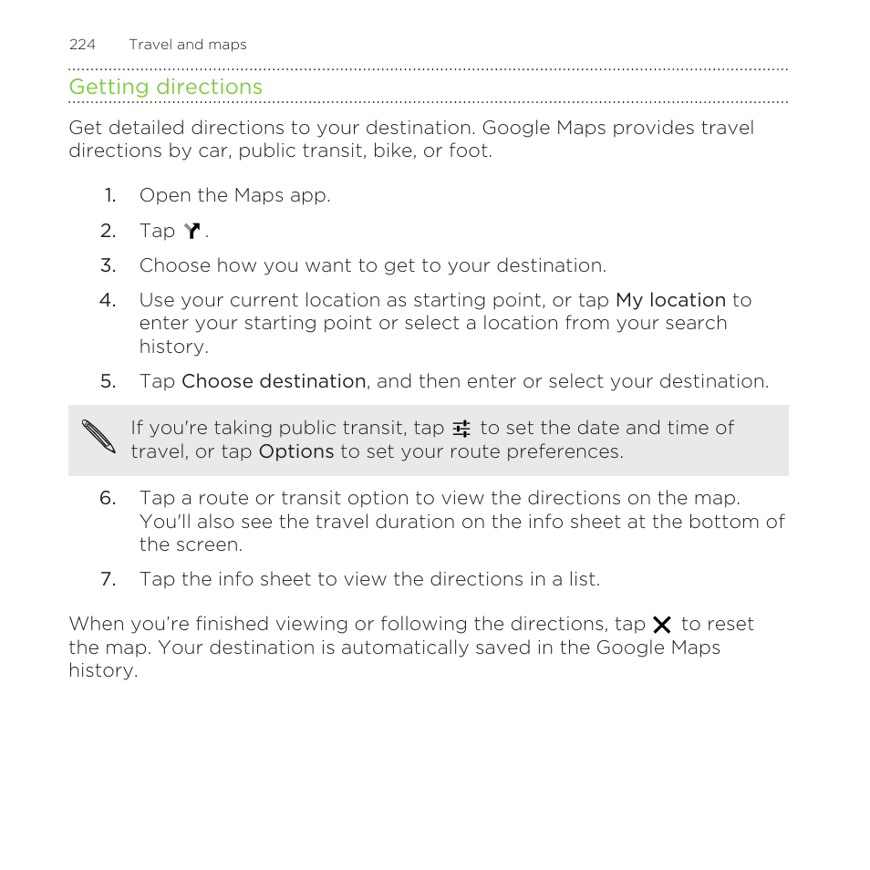 Getting directions | HTC One Remix User Manual | Page 224 / 285