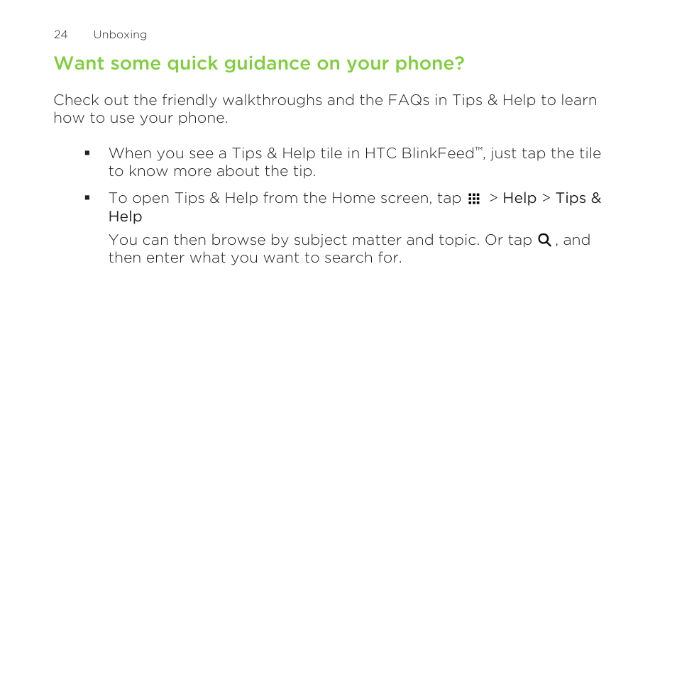 Want some quick guidance on your phone | HTC One Remix User Manual | Page 24 / 285