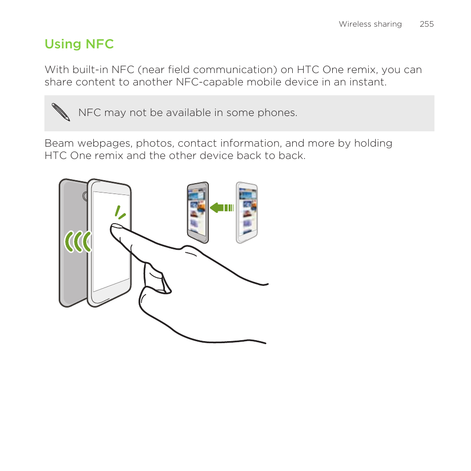 Using nfc | HTC One Remix User Manual | Page 255 / 285