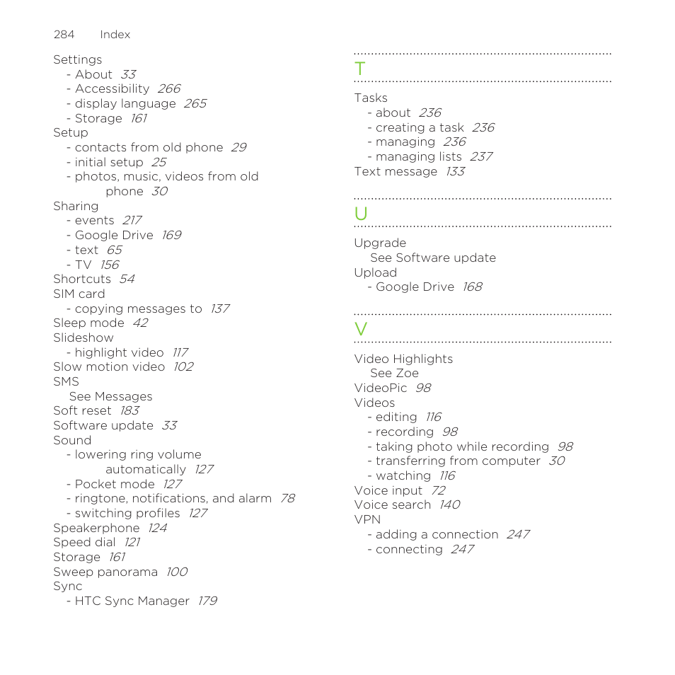 See software update, See settings | HTC One Remix User Manual | Page 284 / 285