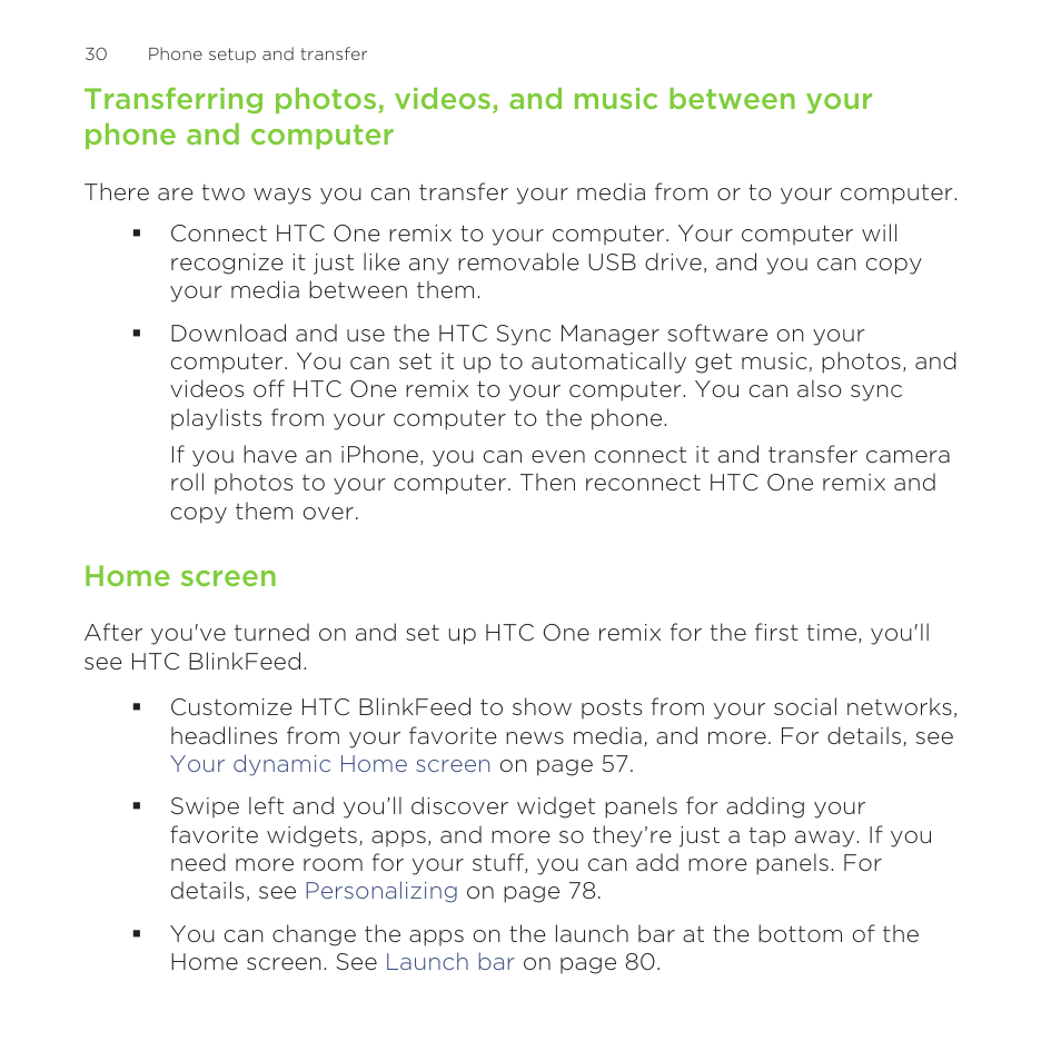 Home screen | HTC One Remix User Manual | Page 30 / 285