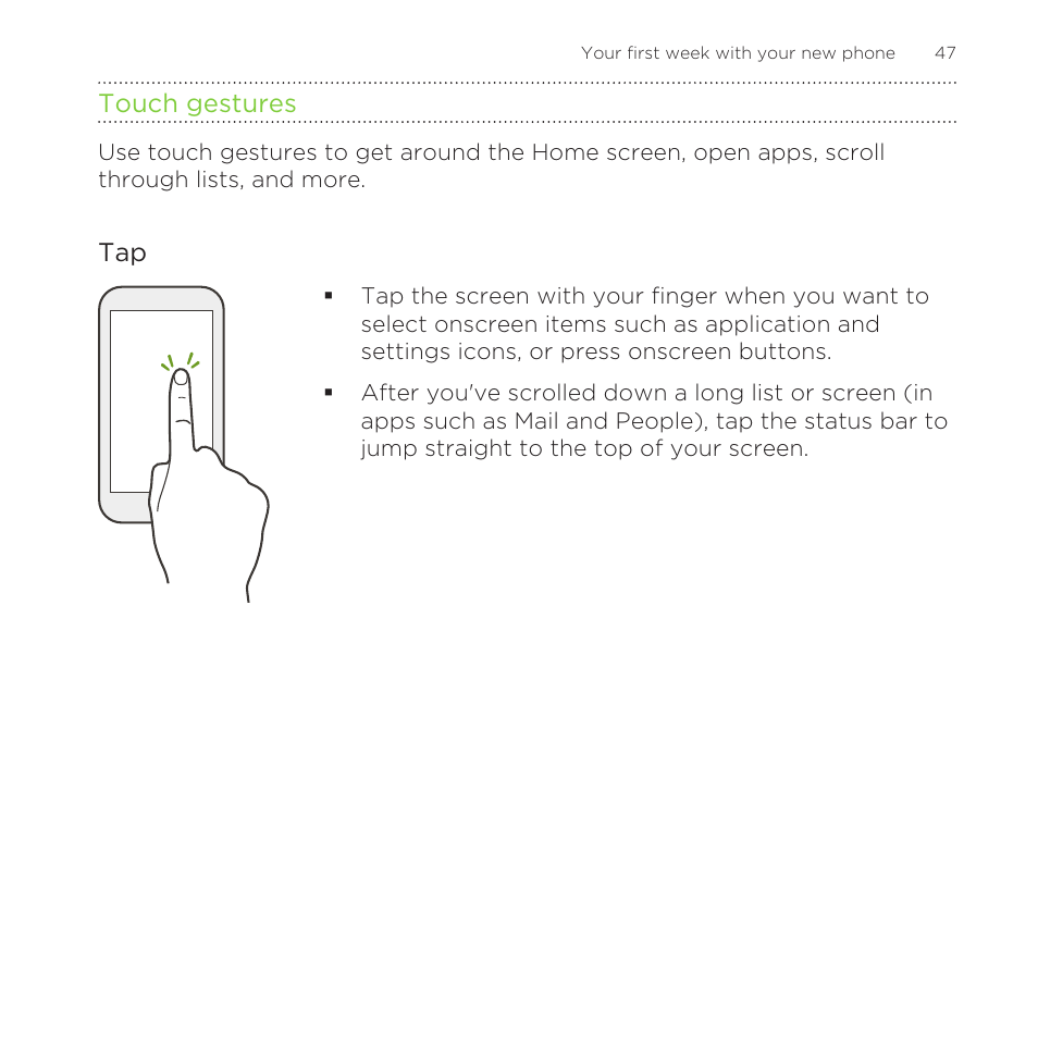 Touch gestures | HTC One Remix User Manual | Page 47 / 285