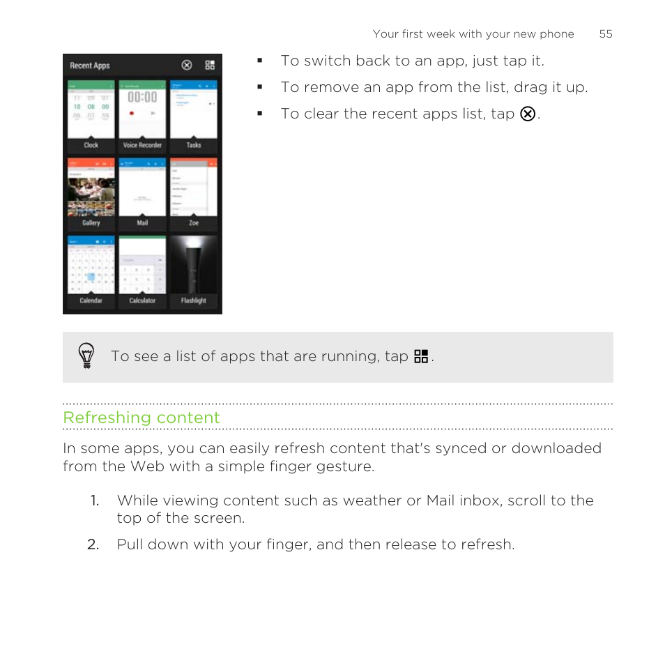 Refreshing content | HTC One Remix User Manual | Page 55 / 285