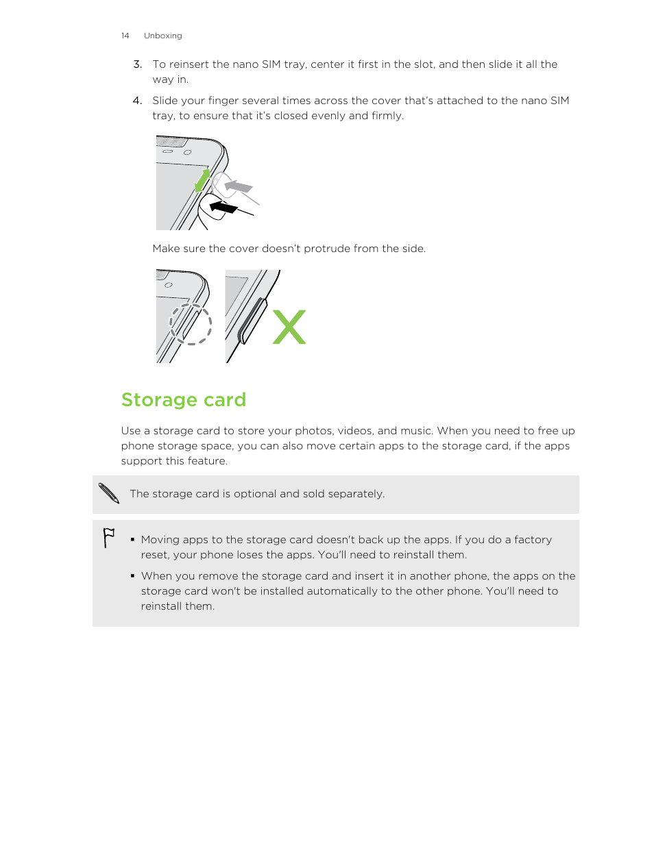 Storage card | HTC Butterfly 2 User Manual | Page 14 / 216