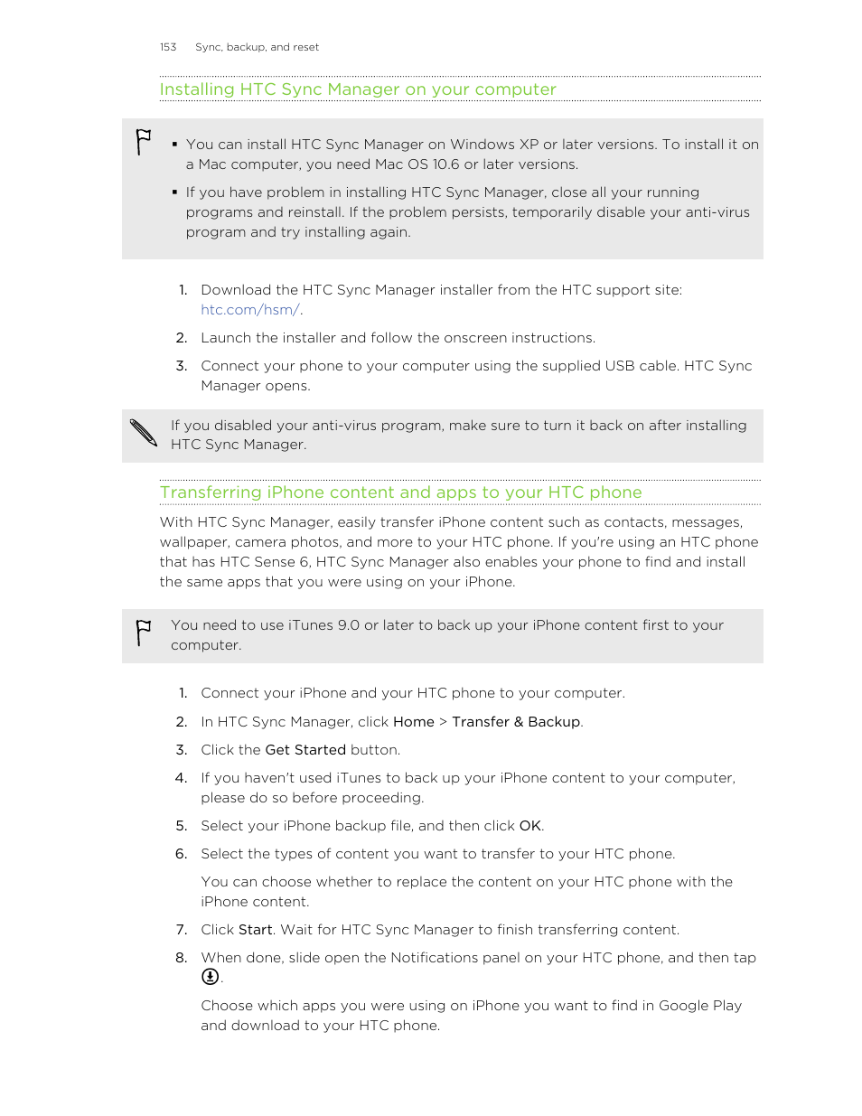 Installing htc sync manager on your computer | HTC Butterfly 2 User Manual | Page 153 / 216