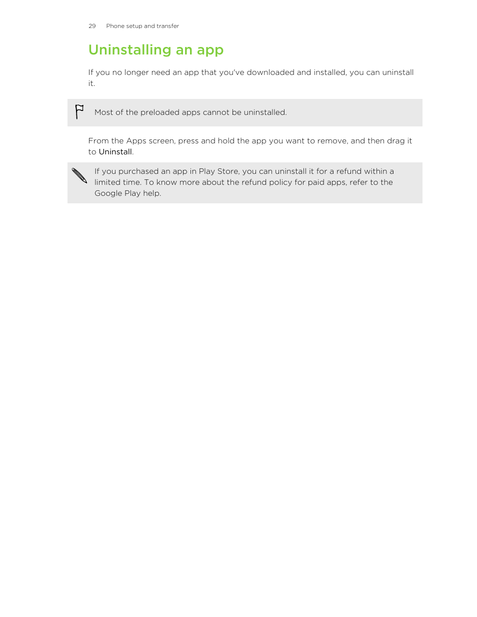 Uninstalling an app | HTC Butterfly 2 User Manual | Page 29 / 216