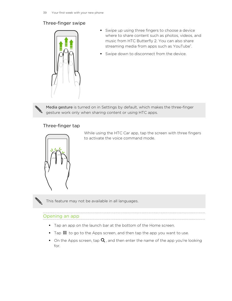 Opening an app | HTC Butterfly 2 User Manual | Page 39 / 216