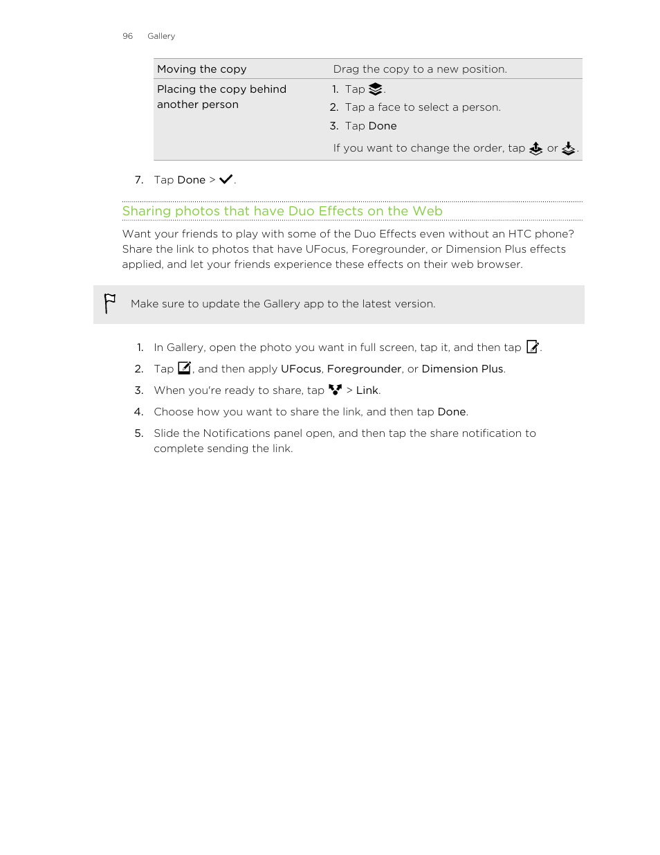 Sharing photos that have duo effects on the web | HTC Butterfly 2 User Manual | Page 96 / 216