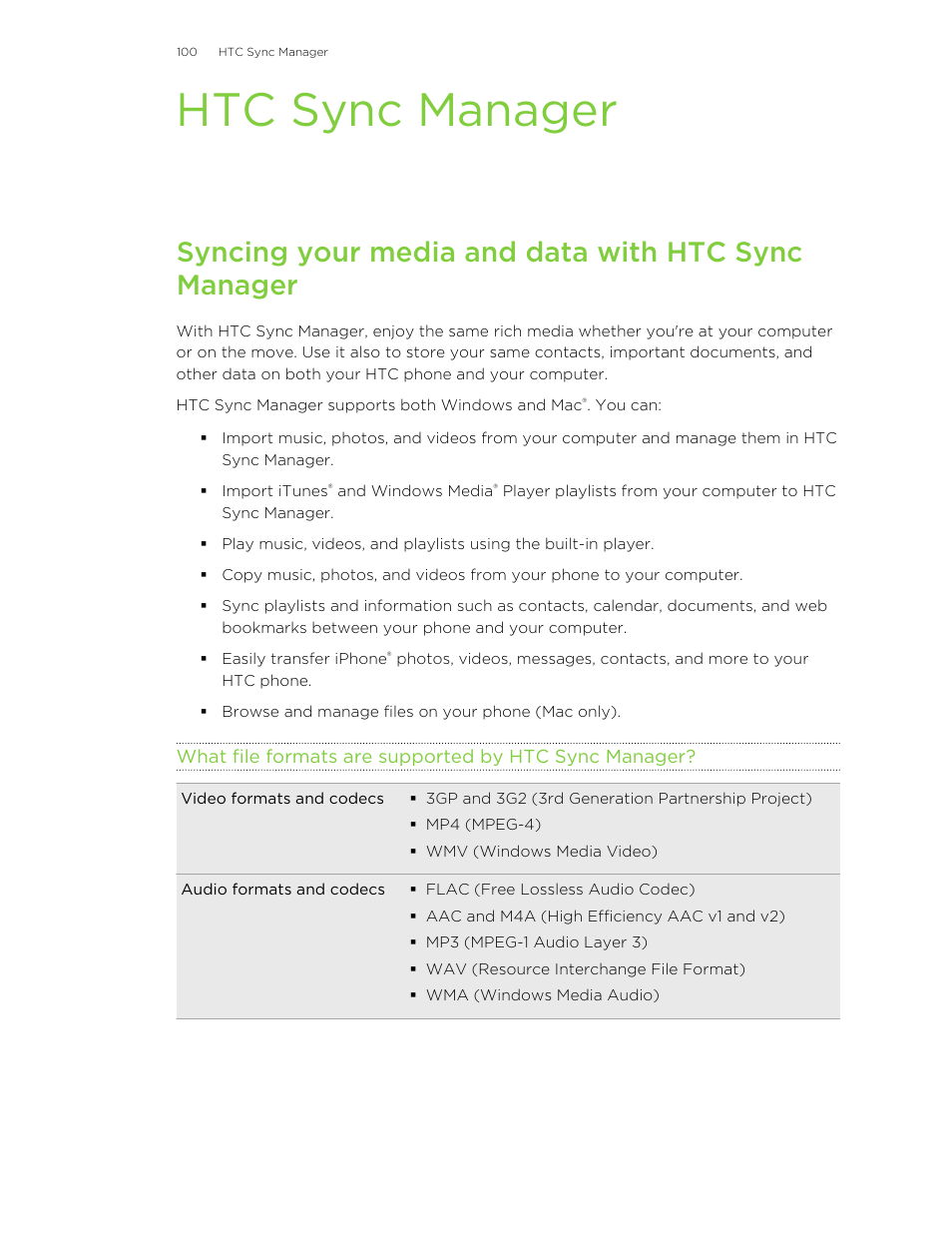 Htc sync manager, Syncing your media and data with htc sync manager, Htc butterfly to your computer. for details, see | HTC Butterfly User Manual | Page 100 / 211