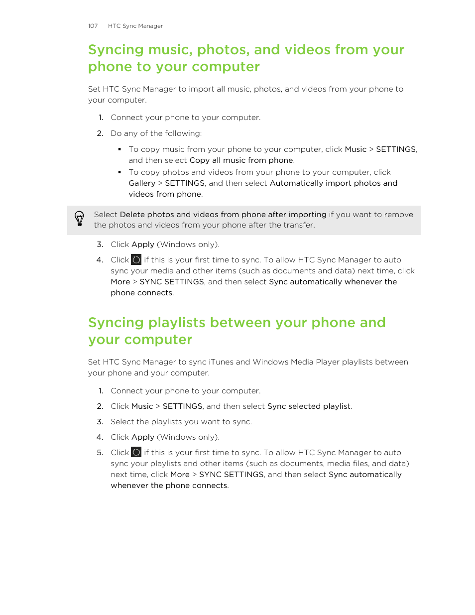 HTC Butterfly User Manual | Page 107 / 211