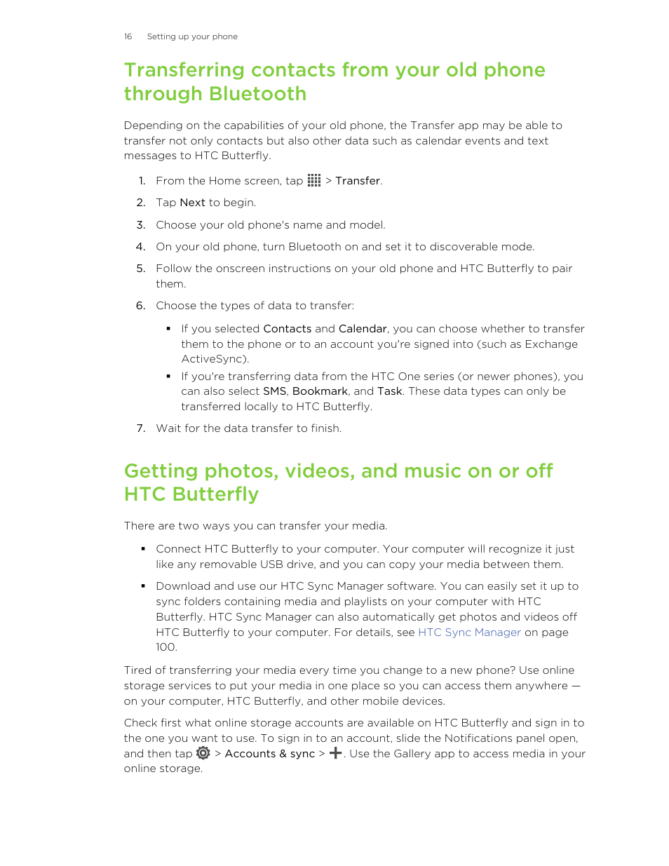 HTC Butterfly User Manual | Page 16 / 211