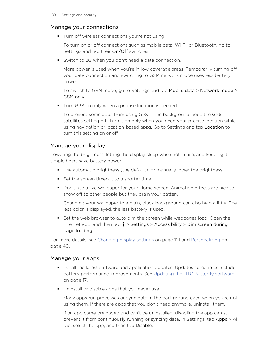 HTC Butterfly User Manual | Page 189 / 211