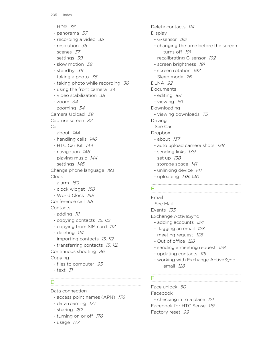 HTC Butterfly User Manual | Page 205 / 211