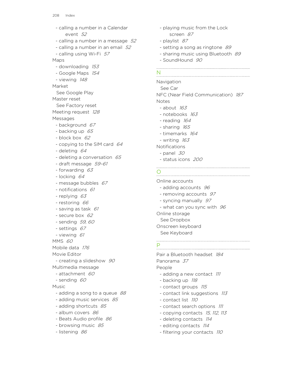 HTC Butterfly User Manual | Page 208 / 211