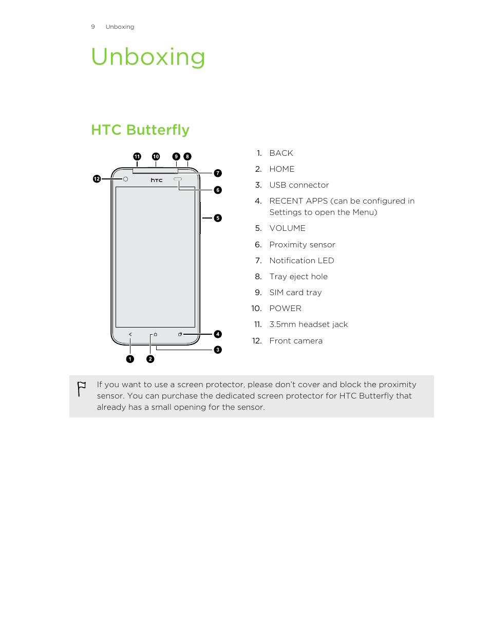 Unboxing, Htc butterfly | HTC Butterfly User Manual | Page 9 / 211