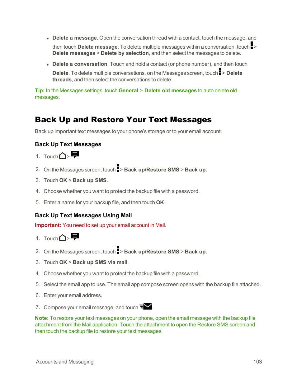Back up and restore your text messages | HTC One E8 User Manual | Page 116 / 262