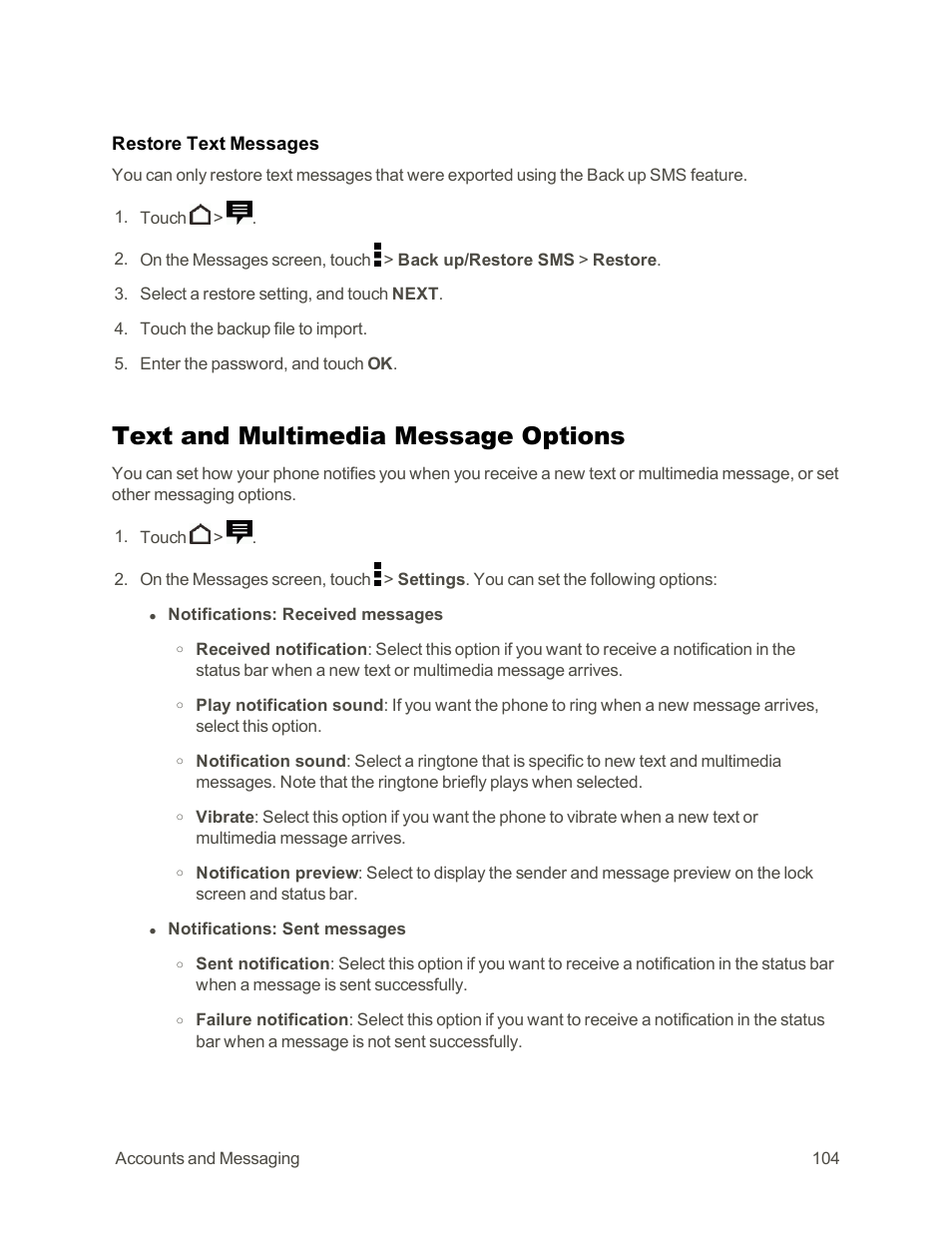 Text and multimedia message options | HTC One E8 User Manual | Page 117 / 262