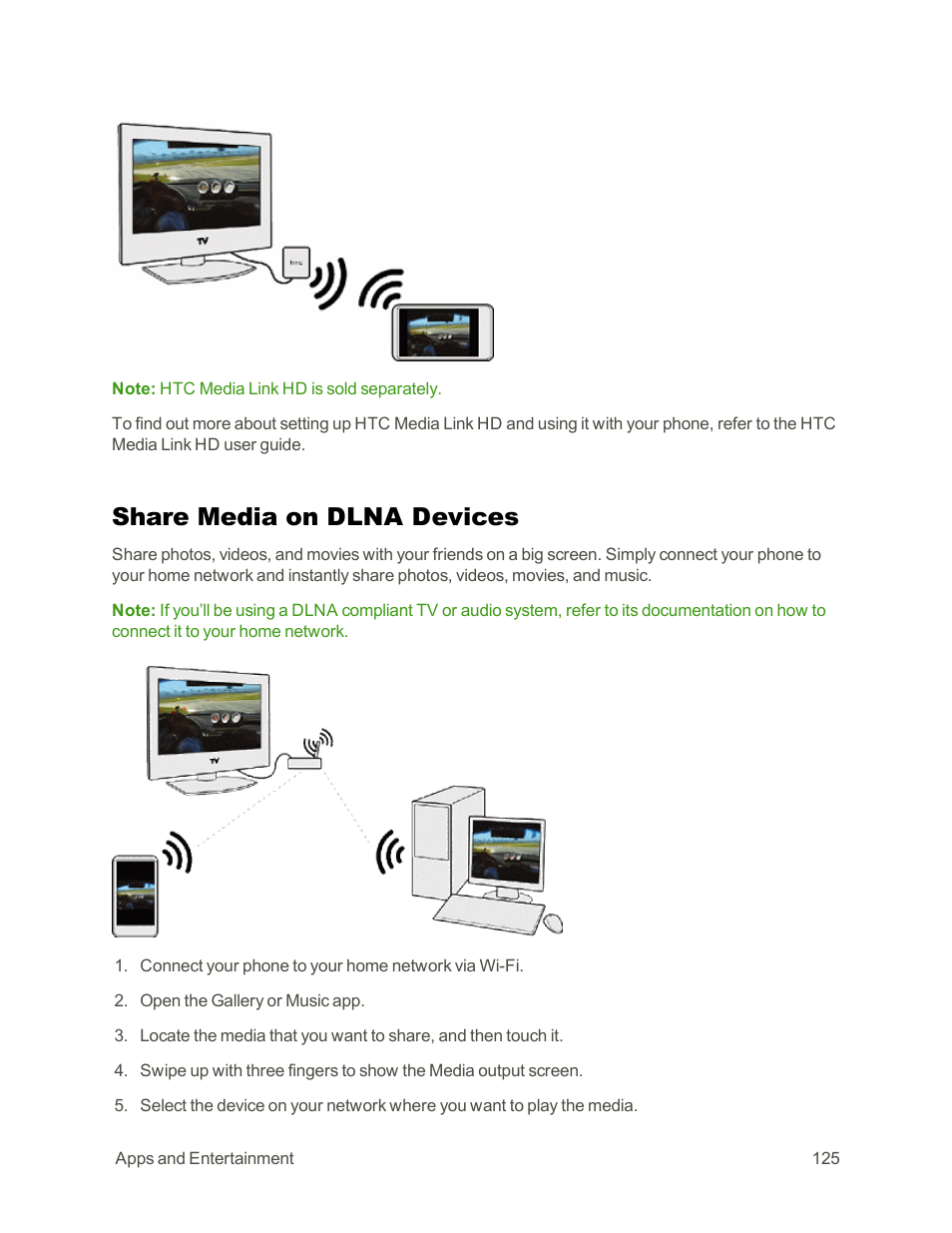 Share media on dlna devices | HTC One E8 User Manual | Page 138 / 262
