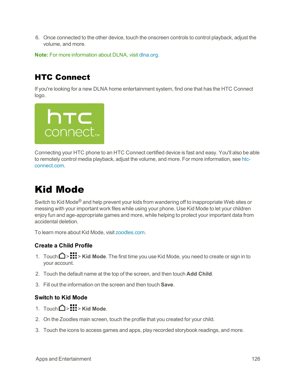 Htc connect, Kid mode | HTC One E8 User Manual | Page 139 / 262