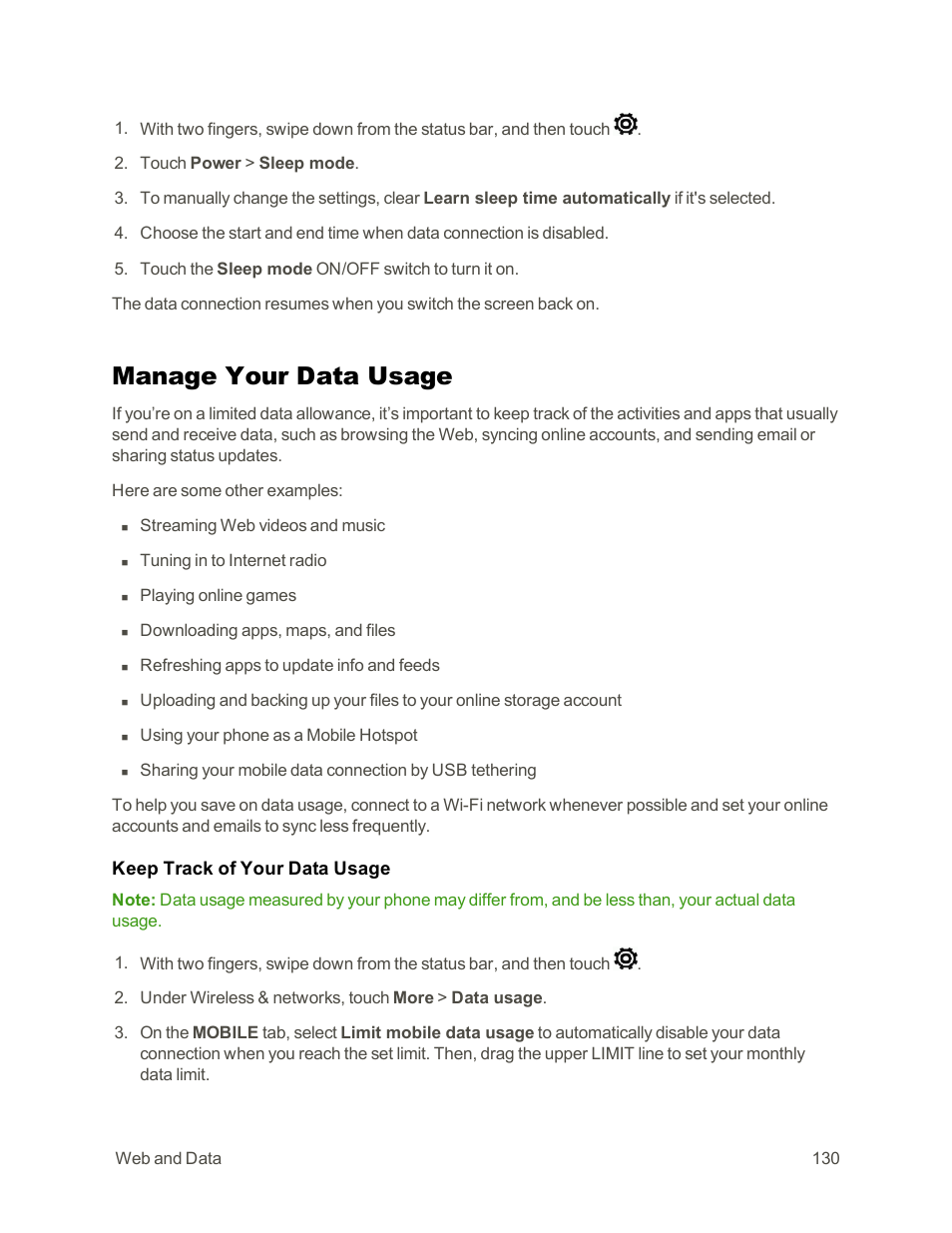 Manage your data usage | HTC One E8 User Manual | Page 143 / 262