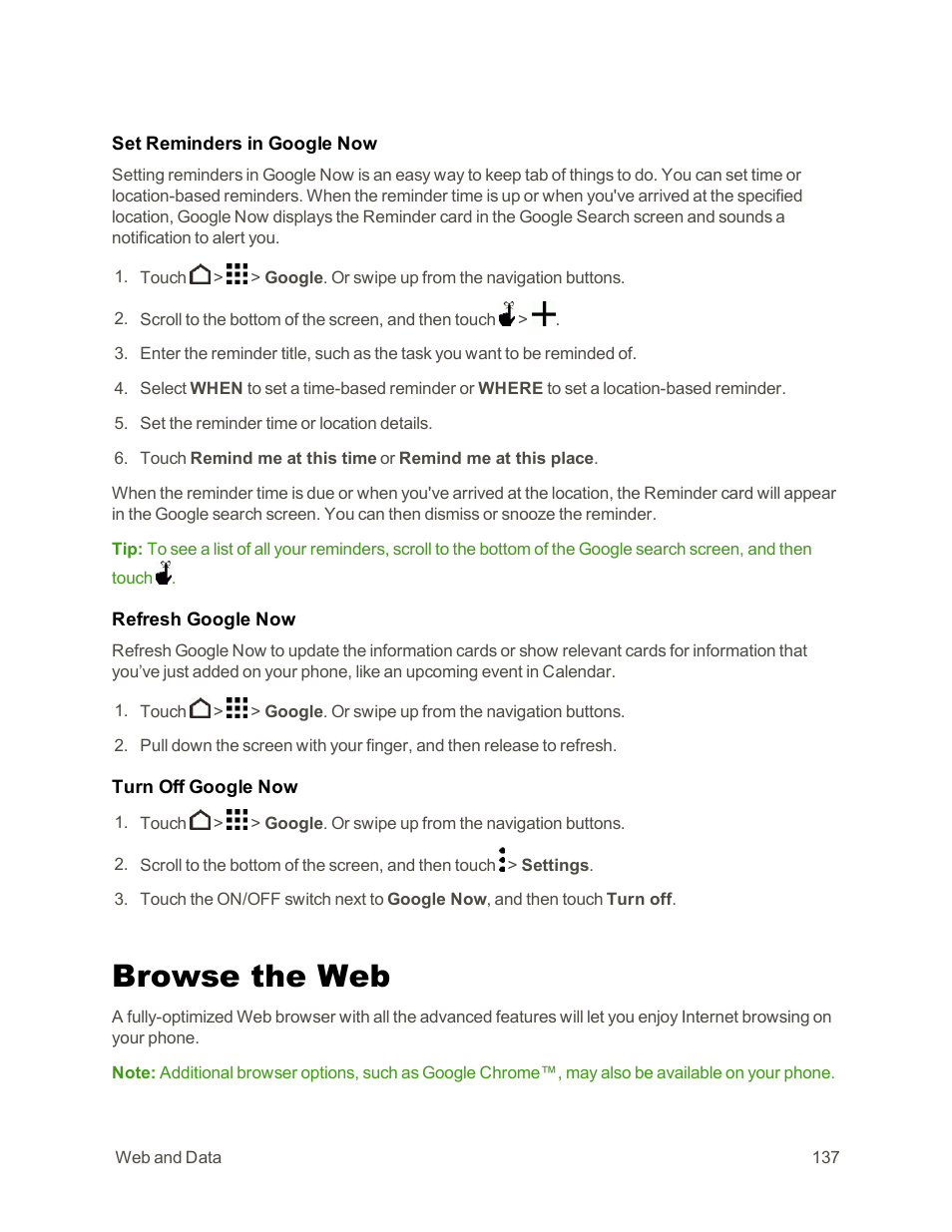 Browse the web | HTC One E8 User Manual | Page 150 / 262