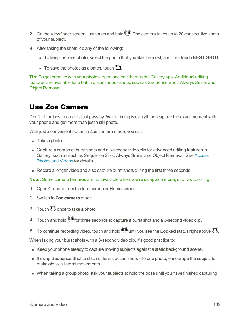 Use zoe camera | HTC One E8 User Manual | Page 162 / 262