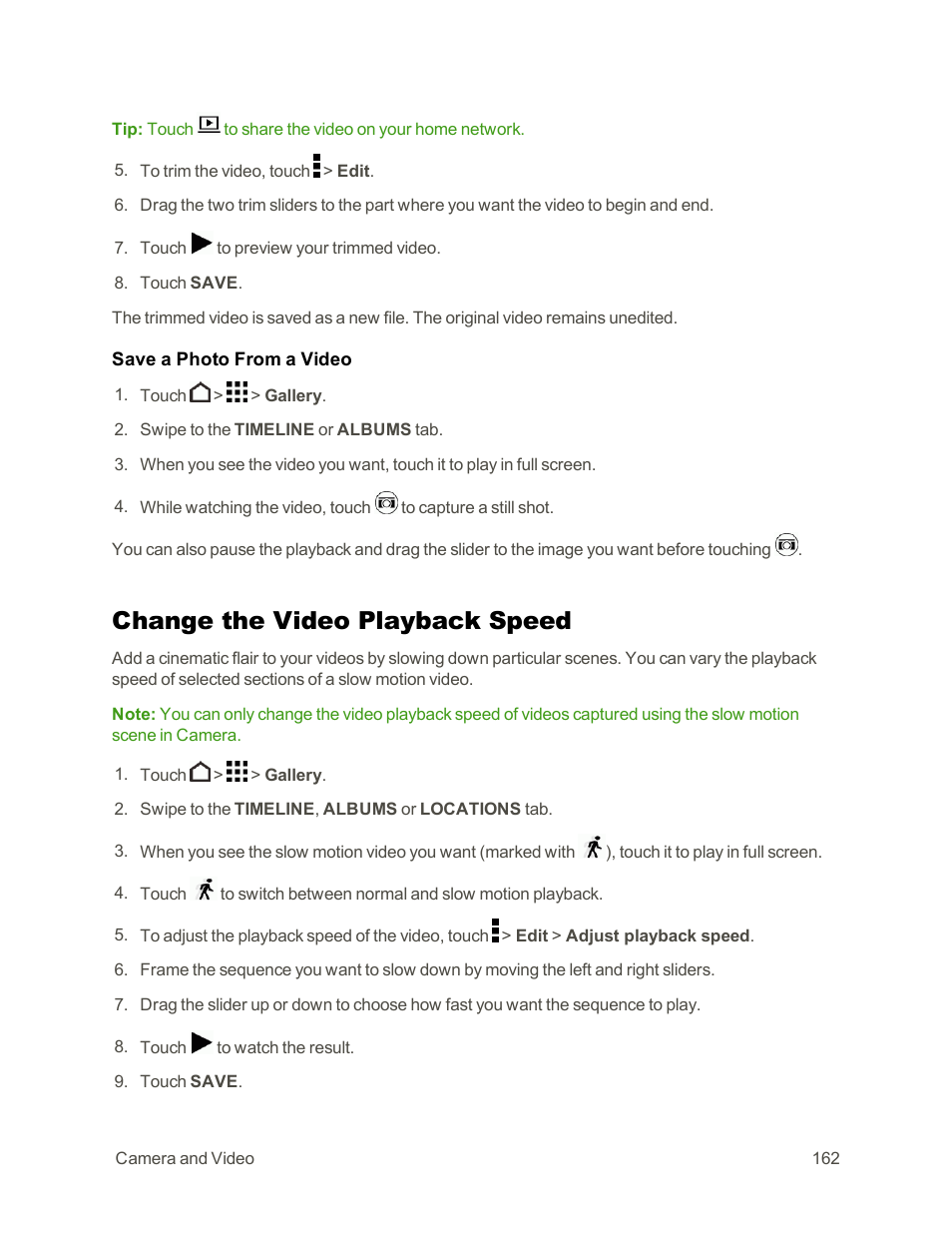 Change the video playback speed | HTC One E8 User Manual | Page 175 / 262