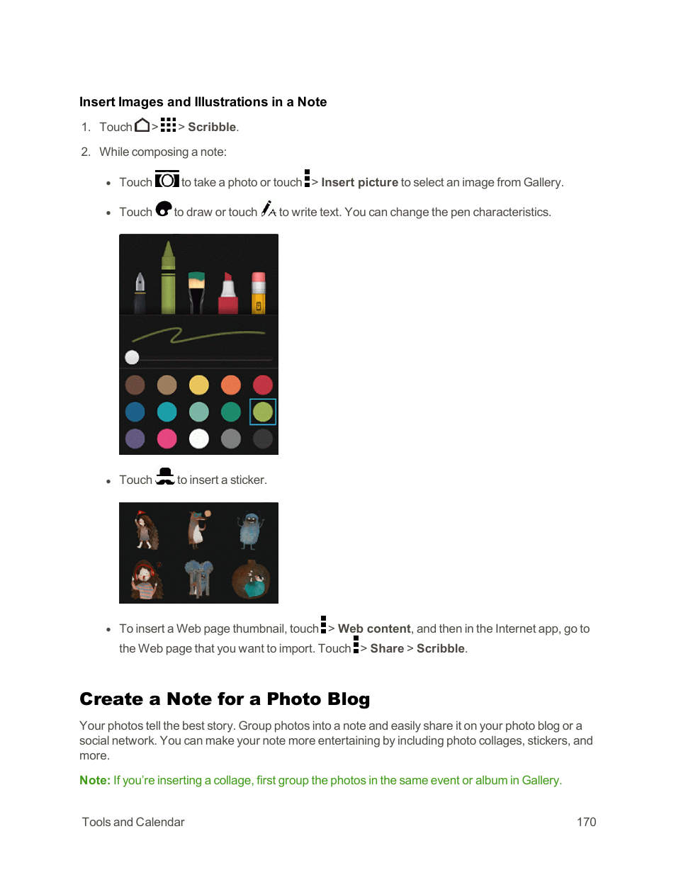 Create a note for a photo blog | HTC One E8 User Manual | Page 183 / 262