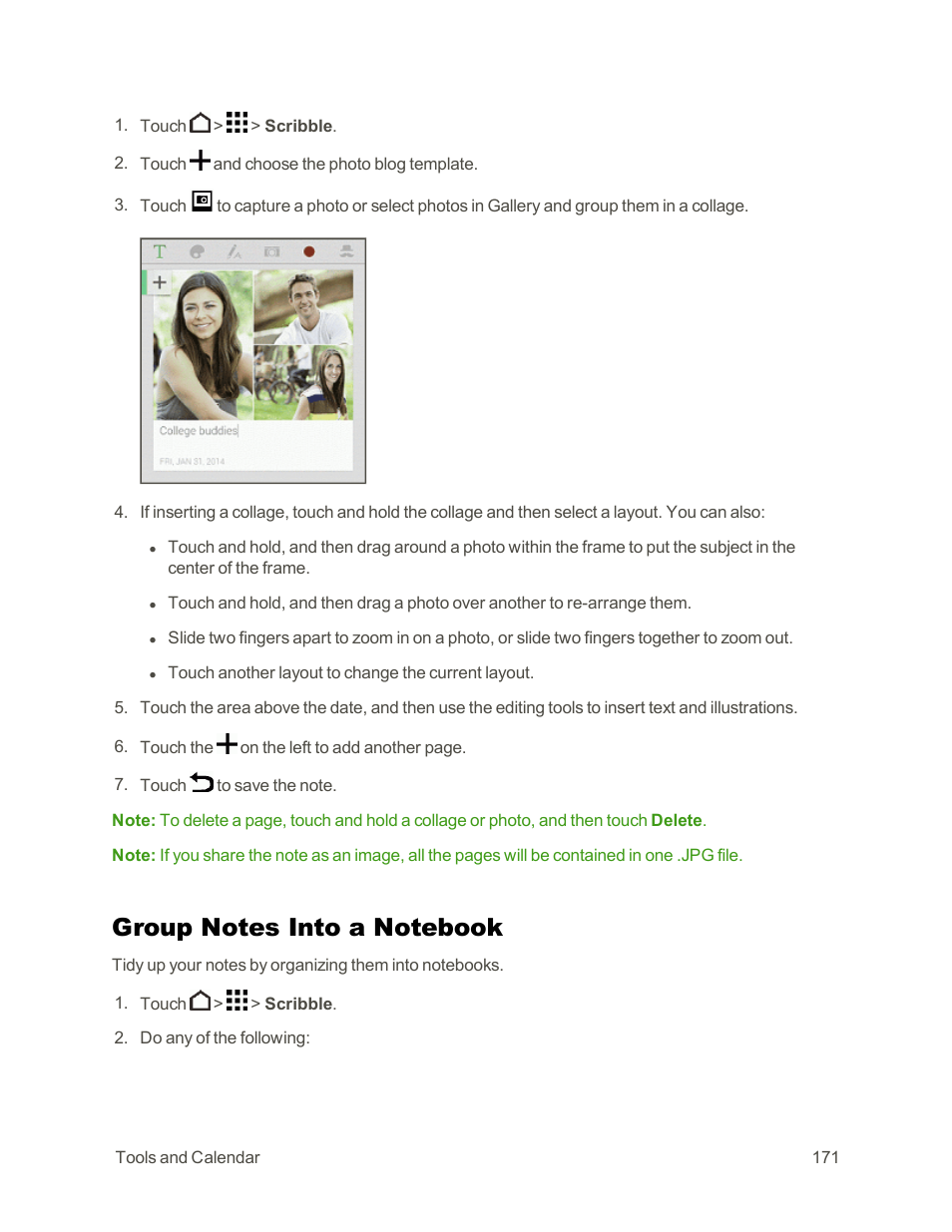 Group notes into a notebook | HTC One E8 User Manual | Page 184 / 262
