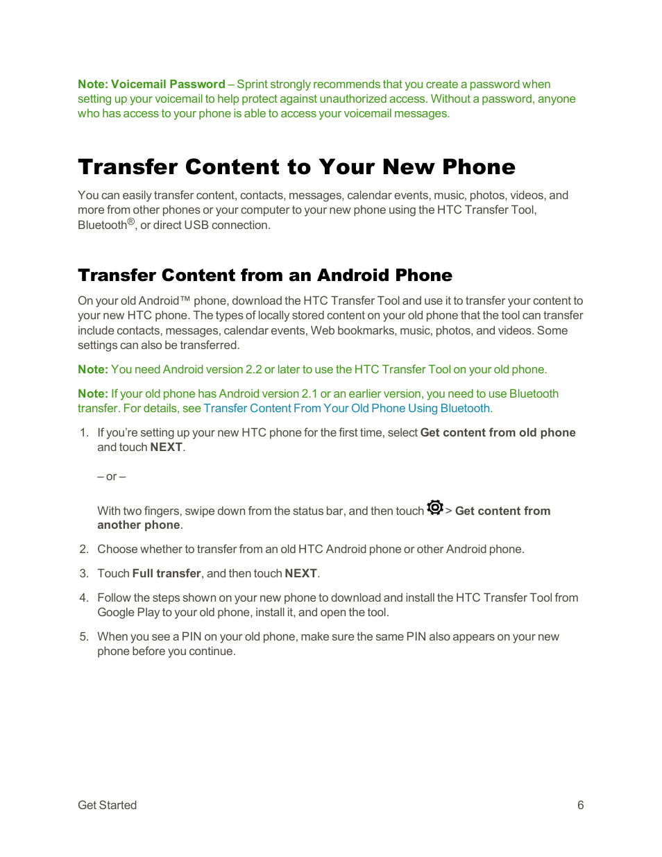 Transfer content to your new phone, Transfer content from an android phone, Transfer content to | Your new phone | HTC One E8 User Manual | Page 19 / 262
