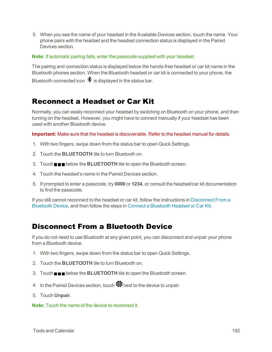 Reconnect a headset or car kit, Disconnect from a bluetooth device | HTC One E8 User Manual | Page 195 / 262