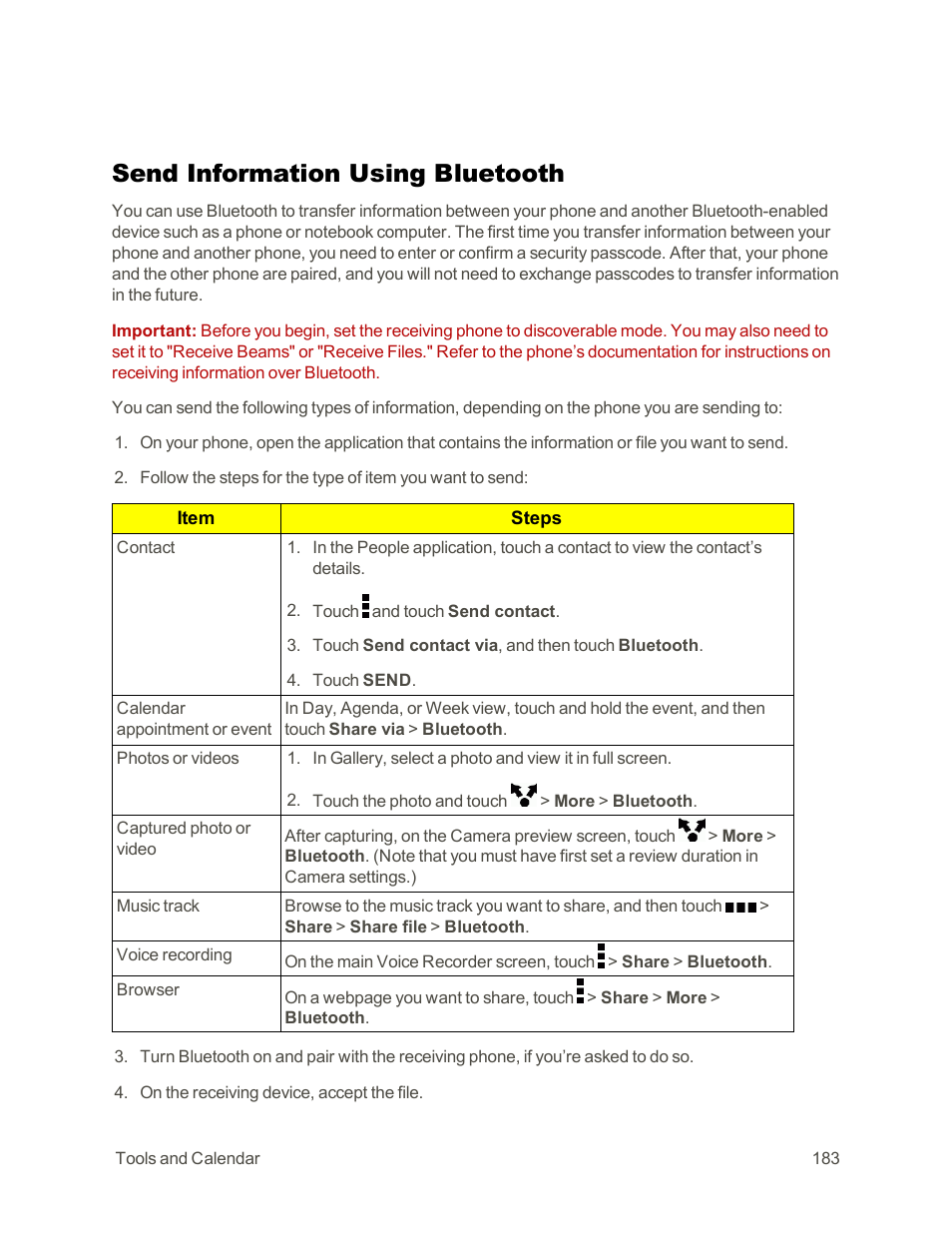 Send information using bluetooth | HTC One E8 User Manual | Page 196 / 262