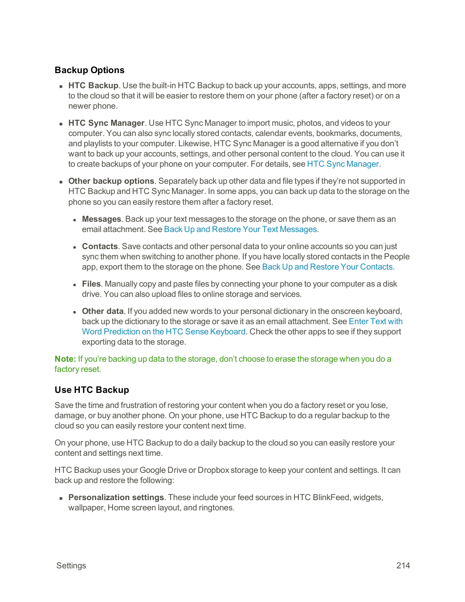 HTC One E8 User Manual | Page 227 / 262