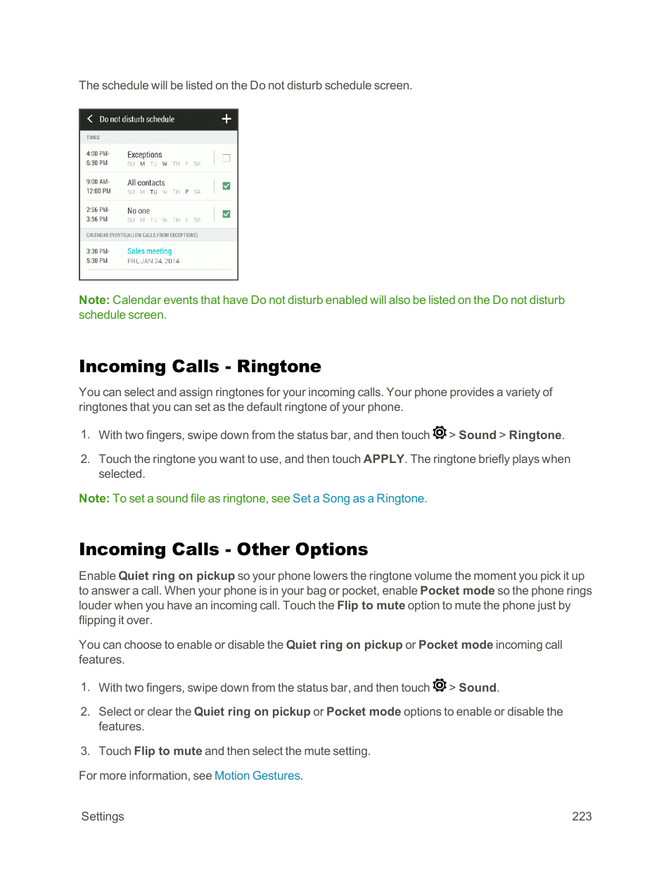 Incoming calls - ringtone, Incoming calls - other options | HTC One E8 User Manual | Page 236 / 262