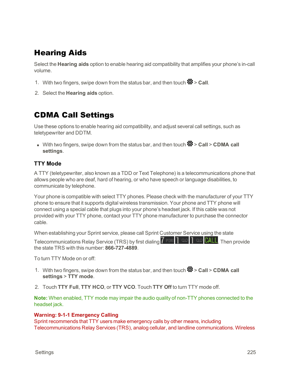 Hearing aids, Cdma call settings | HTC One E8 User Manual | Page 238 / 262