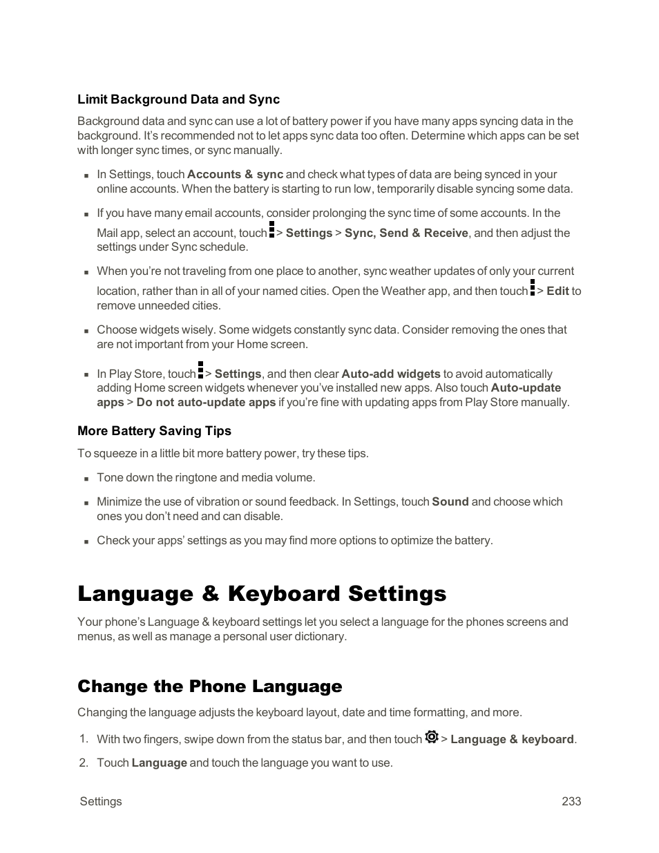 Language & keyboard settings, Change the phone language | HTC One E8 User Manual | Page 246 / 262