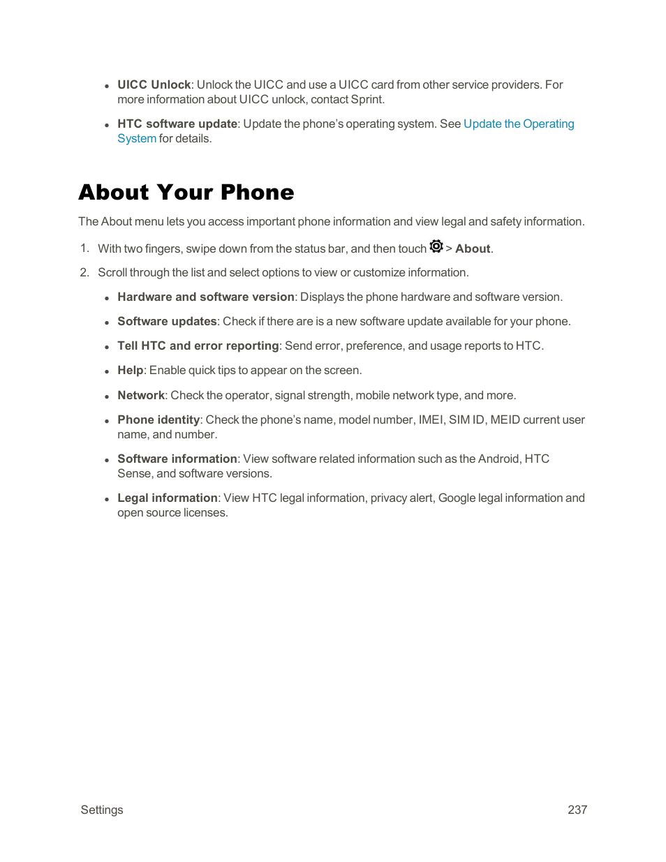 About your phone | HTC One E8 User Manual | Page 250 / 262