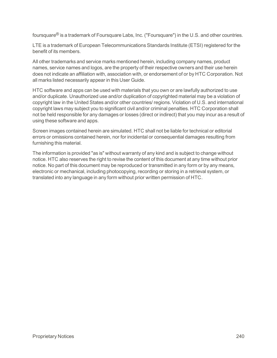 HTC One E8 User Manual | Page 253 / 262