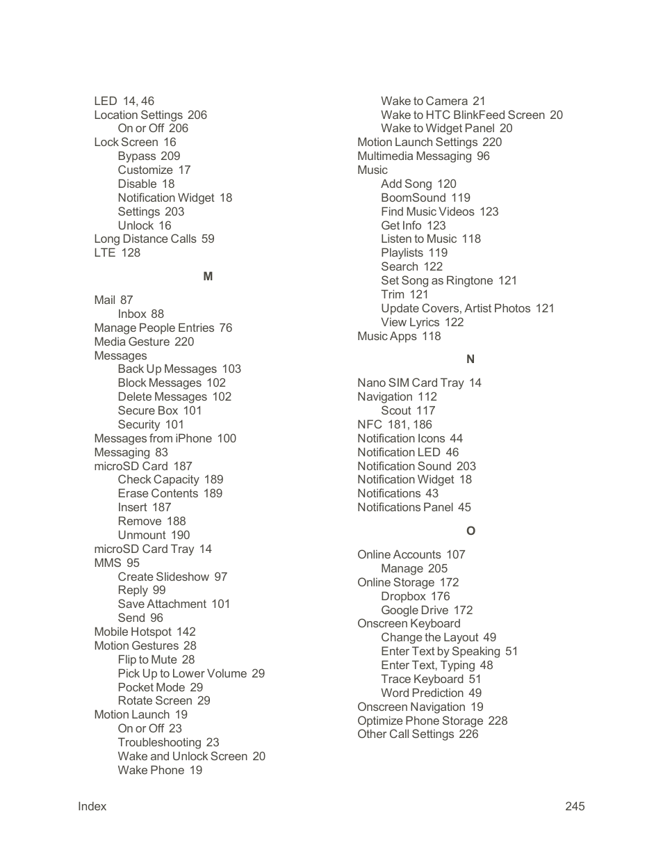 HTC One E8 User Manual | Page 258 / 262