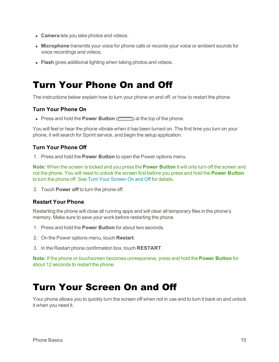 Turn your phone on and off, Turn your screen on and off | HTC One E8 User Manual | Page 28 / 262