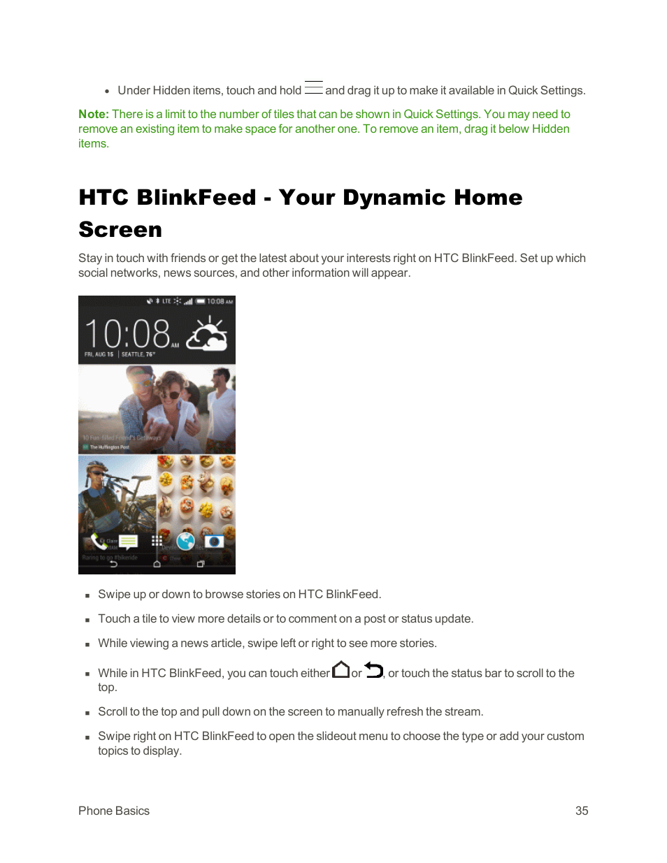 Htc blinkfeed - your dynamic home screen | HTC One E8 User Manual | Page 48 / 262